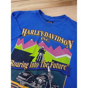 Harley-Davidson Motorcycles Shirt Lg Blue Single Stitch 90s Open House York PA‎